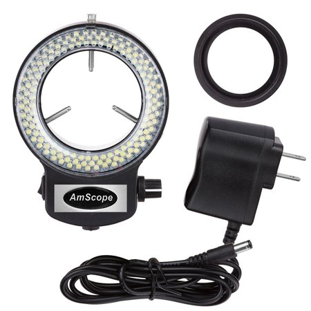 AMSCOPE 144 LED Intensity-adjustable Ring Light for Stereo Microscopes with Black Housing LED-144B-ZK